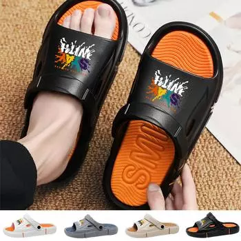 Сандалии унисекс, летние модные тапочки, нескользящие домашние и уличные тапочки для мужчин и женщин 36-37 оранжевый/белый