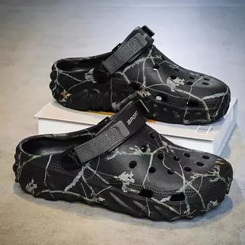 Сандалии унисекс, мужская летняя обувь, нескользящие износостойкие сандалии, удобные высококачественные пляжные тапочки для мужчин 40 чёрный