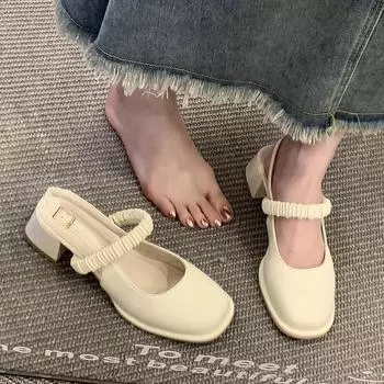 Сандалии в корейском стиле для девочек, женские туфли Мэри Джейн 35 белый