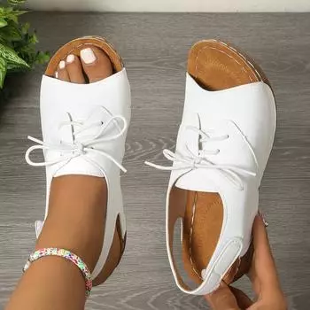 Сандалии в римском стиле Fishmouth с толстой подошвой, круглым носком, открытым носком, пляжные сандалии с открытым носком для лета 36 чёрный