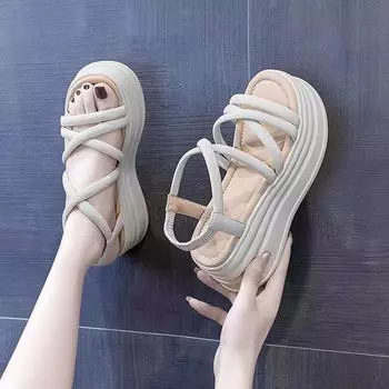 Сандалии в римском стиле со скрытым каблуком, женские летние новые уличные туфли на платформе, модные спортивные туфли на платформе 35