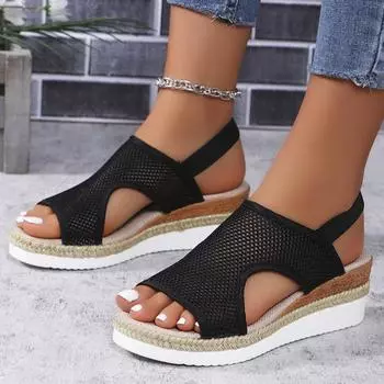 Сандалии, женская летняя обувь, женские босоножки на танкетке, сандалии на платформе, шлепанцы, женская легкая повседневная обувь, уличные пляжные сандалии 35
