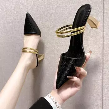 Сандалии женские 2024 летние туфли на высоком каблуке тапочки сандалии на каблуке из искусственной кожи туфли на шпильках женская обувь модная женская обувь туфли-лодочки женская обувь 34 покинуть белый