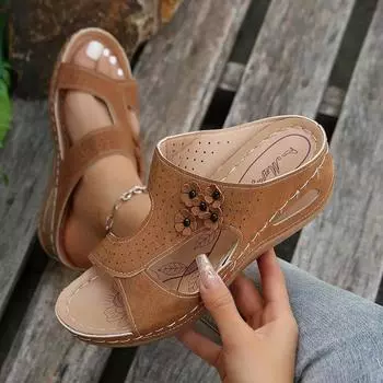 Сандалии, женские босоножки на каблуке в стиле ретро, летняя обувь, женские слипоны на танкетке, Sandalias Mujer, мягкие тапочки на каблуке, домашние и уличные 43 синий