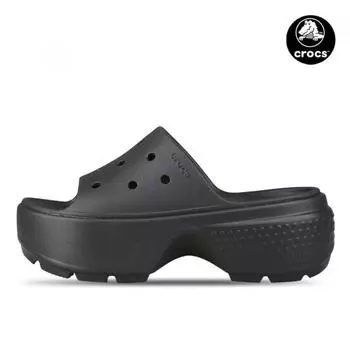 Сандалии женские CrocS Stomp на толстом каблуке с высокими скользящими шлепанцами, черные 209346 001 209346001/M6/W8250