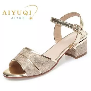 Сандалии женские летние большие размеры с открытым носком римские сандалии женские модные сандалии на среднем каблуке женские 35