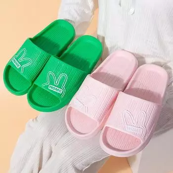 Сандалии женские летние домашние с мягкой подошвой для пар, нескользящие мужские домашние тапочки с рисунком кролика 36-37 жёлтый