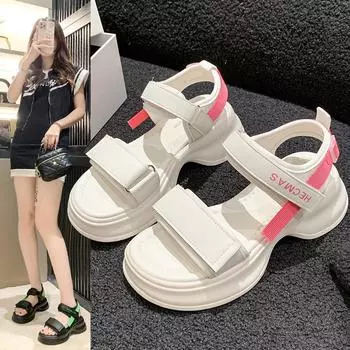 Сандалии женские летние новые пляжные туфли на платформе универсальные с юбкой в стиле феи в модных сандалиях 35