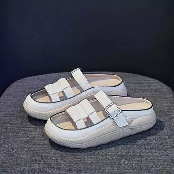 Сандалии женские, летние, новые трендовые пляжные туфли без шнуровки, женские сабо, женские удобные повседневные туфли на толстой подошве, дизайнерская обувь 35