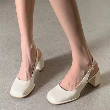 Сандалии женские летние новые туфли Мэри Джейн из лакированной кожи на толстом каблуке с пряжкой сзади удобные и элегантные женские туфли 35