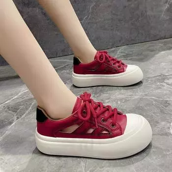 Сандалии женские летние полые женские модели с дышащей толстой подошвой рабочие сандалии тапочки Baotou Sports Board Shoes 35 красный