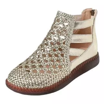 Сандалии женские летние с круглым носком толстая подошва полые сандалии для женщин ортопедические сандалии удобные женские Zapatos De Mujer 35 золотой