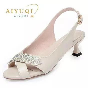 Сандалии женские летние сандалии из натуральной кожи женские модные сандалии большого размера женские сандалии «рыбий рот» 35