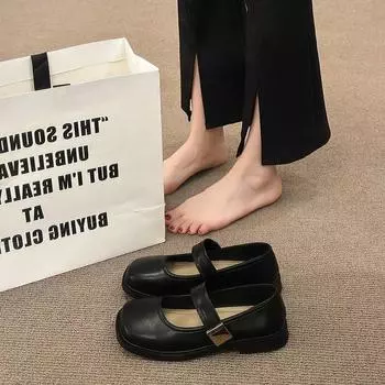 Сандалии женские летние туфли Мэри Джейн на плоской подошве, одинарные туфли Сто нежных ветров, черные туфли, модные и удобные 35 коричневый