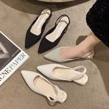 Сандалии женские летние туфли на низком каблуке с ремешком на щиколотке женские повседневные туфли для работы брендовые сексуальные базовые сандалии большого размера 2024 новый стиль 35 бежевый