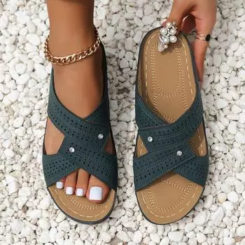 Сандалии женские летние туфли женские элегантные босоножки на низком каблуке летние тапочки Zapatos Mujer босоножки на танкетке женские 2024 35 темно-коричневого