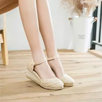 Сандалии женские лето 2025 новые танкетка каблук одно слово римские высокие каблуки импортные торговые сандалии модные корейские версии сандалии 34