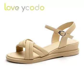 Сандалии Женские модные женские сандалии с пряжкой на платформе Повседневные женские студенческие сандалии для девочек 40