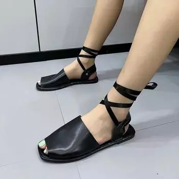 Сандалии женские новые летние туфли в стиле феи с открытым носком в римском стиле, пляжная обувь, женские сандалии с ремешками 36