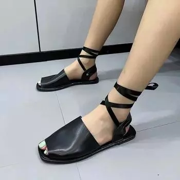 Сандалии женские новые летние в стиле феи с открытым носком римские туфли пляжный ремешок 36