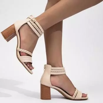 Сандалии женские повседневные туфли на толстом каблуке с одним ремешком на высоком каблуке римские туфли 36 чёрный