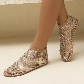 Сандалии женские с круглой головкой и плоским дном, с полыми цветными ромбами, эластичные носки большого размера с одной педалью 35