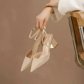 Сандалии женские с острым носком, массивная обувь, закрытые толстые каблуки, летние туфли на высоком каблуке, туфли-лодочки на каблуке, женская обувь из Кореи 37