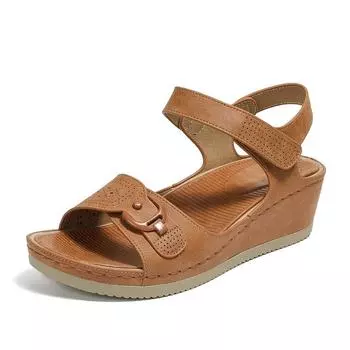 Сандалии женские с противоскользящей подошвой, клейкая лента, наклонный каблук, толстая подошва, женская обувь 36 чёрный