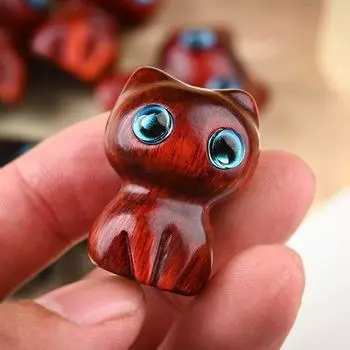 Сандаловое дерево Богатый кот/Ходячий кот/Безликий кот/Элегантный кот Милый любопытный кот Настольный маленький орнамент Черный резной кот Креативные подарки для мальчиков и девочек