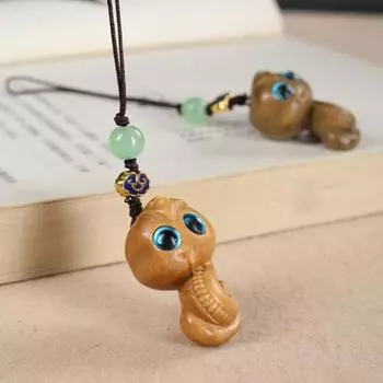 Сандаловое дерево Деревянная Змея Год Змеи Счастливая Цепочка для мобильного телефона Деревянная сумка Подвеска Шармы Аксессуары 02