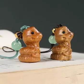 Сандаловое дерево деревянная змея ретро милый мобильный телефон цепочка деревянная сумка кулон китайский зодиак год змеи подвесные аксессуары 02