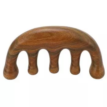 Сандаловое дерево Широкий зубчатый массажный скребок для кожи головы Мягкий скребок Гуаша для шеи, плеч, спины