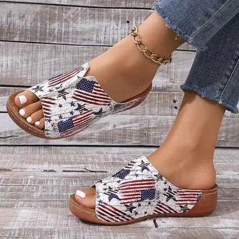 Сандалии 2024 Весна и Осень Новые Круглые Носки Однотонные Квадратные Крутые Тапочки Женские Туфли Большого Размера 36 белый