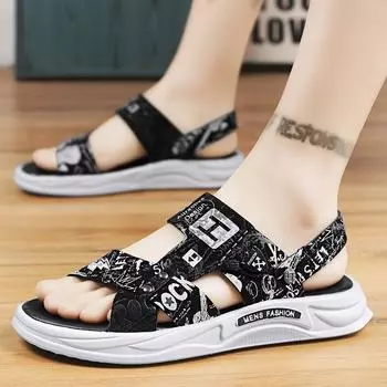 Sandals 2025 summer new one-wear two-use one-word slippers fashion trend thick-soled wear-resistant casual beach slippers 39