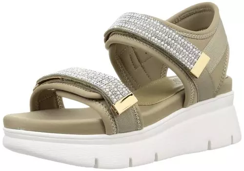 Sandals Beaded Strap Track Sole Sandals 4004 BG cm E [Unleaf] Women s 22.0 cm~22.5