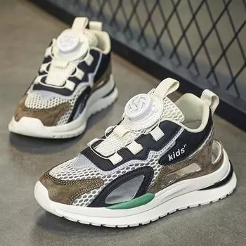 Sandals children s summer wear non-slip soft sole mesh breathable sports shoes children s rotating button lightweight low-top shoes 30