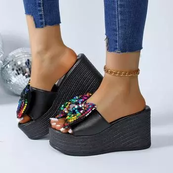 Sandals fairy fairy wind 2024 new summer versatile thick heel student fashion one-word platform shoes 35