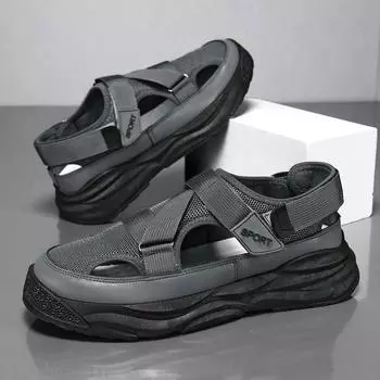 Sandals for Men Summer Cave Casual New Baotou Sports Shoes Men s Dad Driving Sandals for Male Beach Shoes Platform Sandals 39 чёрный