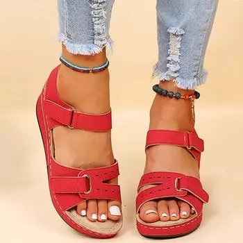 Босоножки для женщин Удобная повседневная обувь для женщин Дамские Девушки С вырезами Клиновидные босоножки Модные Уличные с ремешком на щиколотке 38