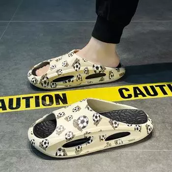 Sandals large size new men s and women s same casual fashion outdoor sports stepping on shit slippers thick bottom non-slip one-word drag 35 чёрный