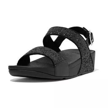 Sandals LULU GLITTER SANDALS Black Glitter cm [Fit Flop] BACK-STRAP Women s 24.0 cm~24.5