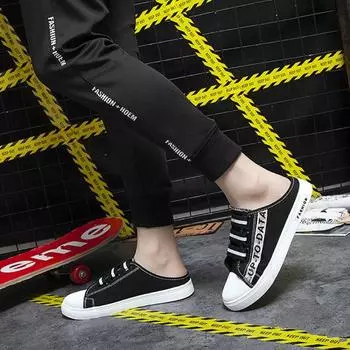 Sandals Man Flat 2024 Fashion Half Shoes Mules Slippers For Men Original Eva High Quality Adult Elegant Style With Korean Style 38