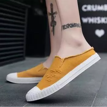 Sandals Man Summer Casual Canvas Shoes Adult 2024 Fashion Cheap Liquidation Trend Slippers for Men Original Y2k Elegant Clappers 38