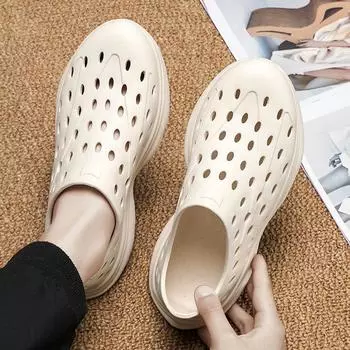 Sandals Men s 2024 New Summer Teen Thick-soled Non-slip Sleeve Foot Hole Shoes Men s Hollow Breathable Beach Shoes 39