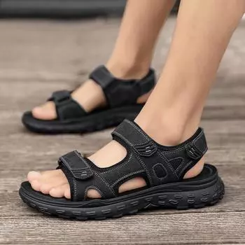 Sandals men s 2024 new Velcro non-slip breathable soft-soled shoes men s summer middle-aged and elderly cool slippers 39