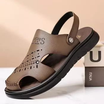 Sandals men s 2025 new men s soft-soled soft-faced bag head beach shoes men s fashion men s shoes thick-soled wear-resistant cool slippers 38