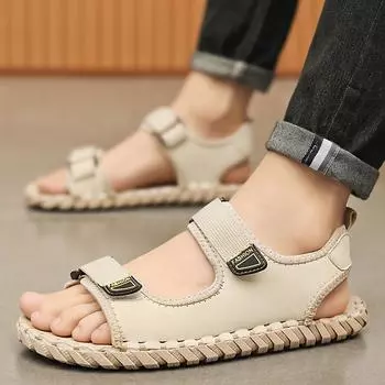 Sandals Men s 2025 New Summer Non-slip Outer Wear Open-toed Sandals Large Size Men s Outdoor Wading Shoes 38 песочный