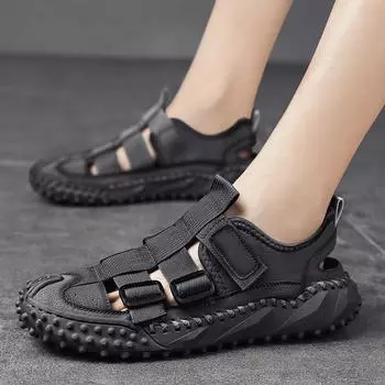 Sandals men s 2025 new summer wear large size non-slip sports and leisure shoes trendy Baotou beach Shoes 39 чёрный