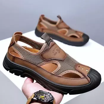 Sandals men s 2025 summer new breathable outdoor casual beach shoes men s sports non-slip cool slippers 38 чёрный