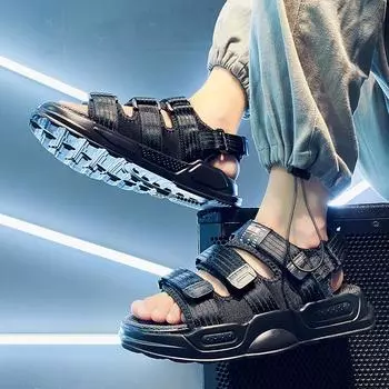 Sandals men s 2025 summer new trend versatile men s outdoor leisure sports wear-resistant beach wading cold slippers 39 чёрный